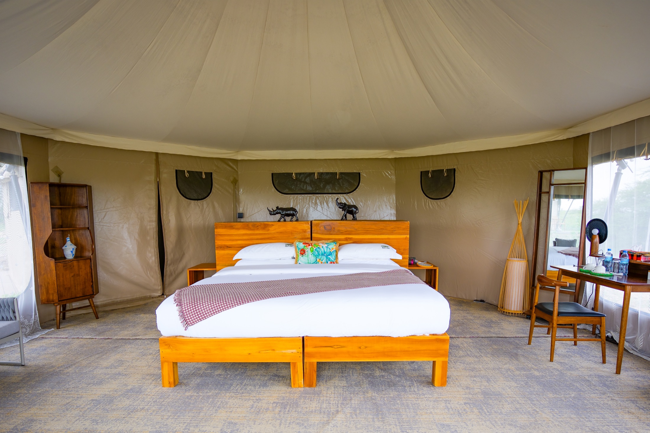 Mara luxury tent interior with river views
